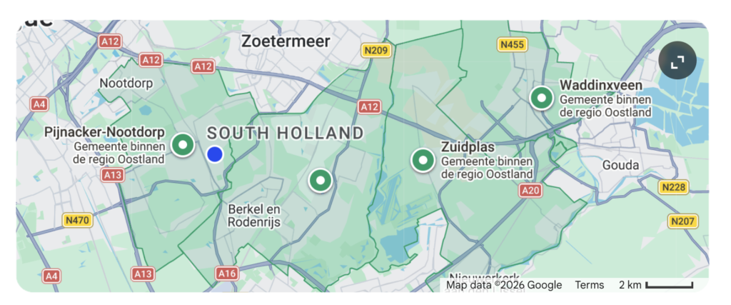 Het Oostland kaart