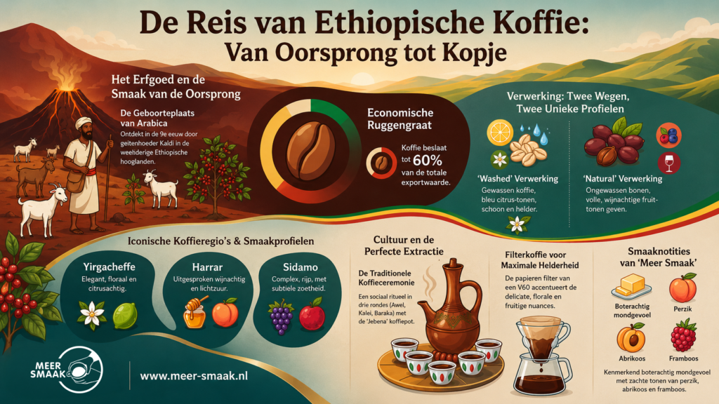 Reis van Ethiopische Koffie-Van Oorsprong tot Kopje Meer Smaak infographic