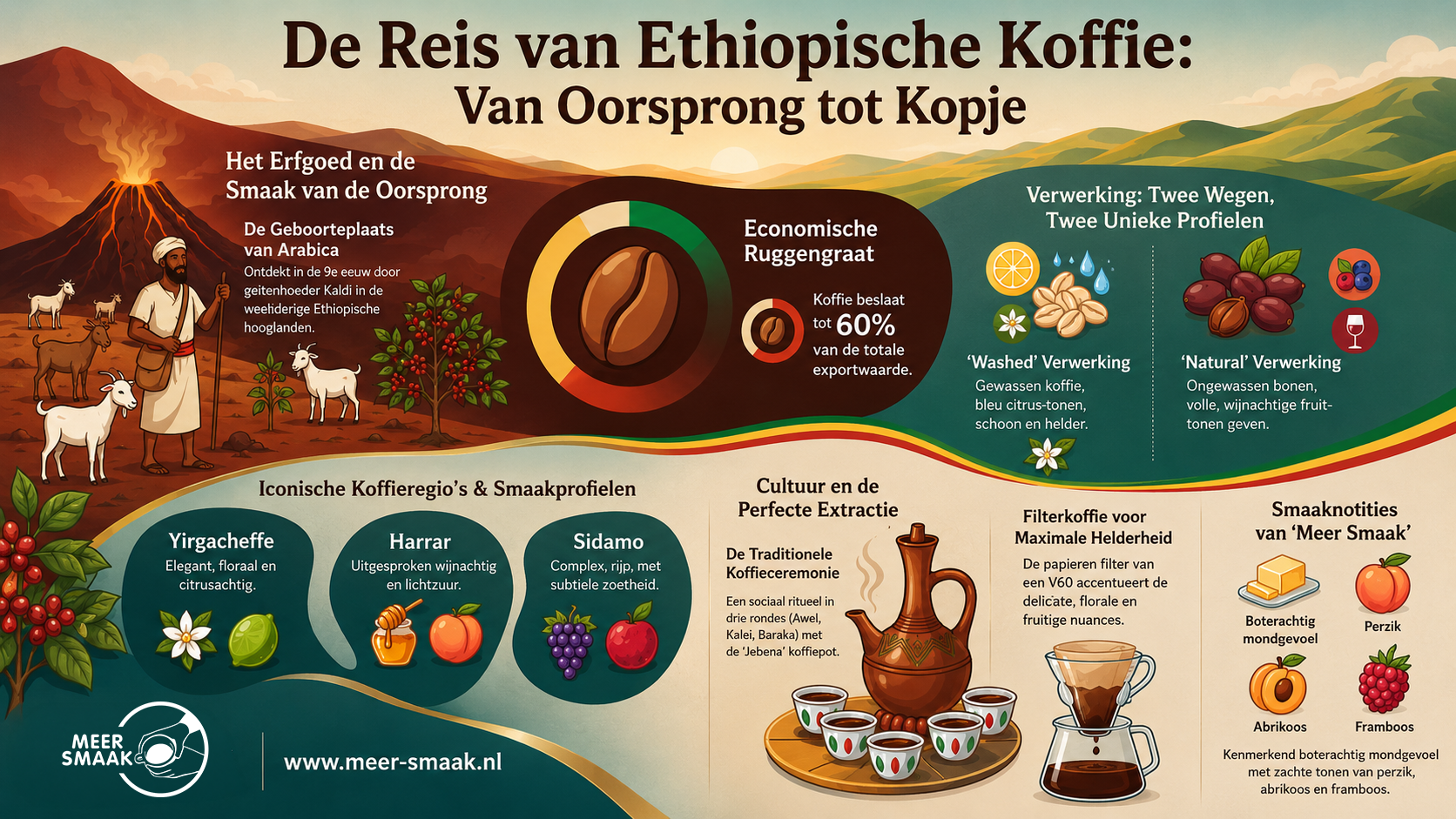 Reis van Ethiopische Koffie-Van Oorsprong tot Kopje Meer Smaak infographic